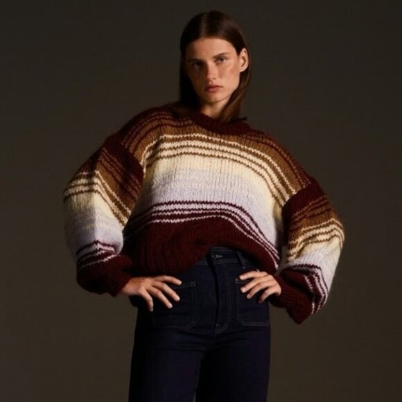 Zara Wool Alpaca Blend Striped Knit Sweater Blogger Fav Size Small - Picture 3 of 12
